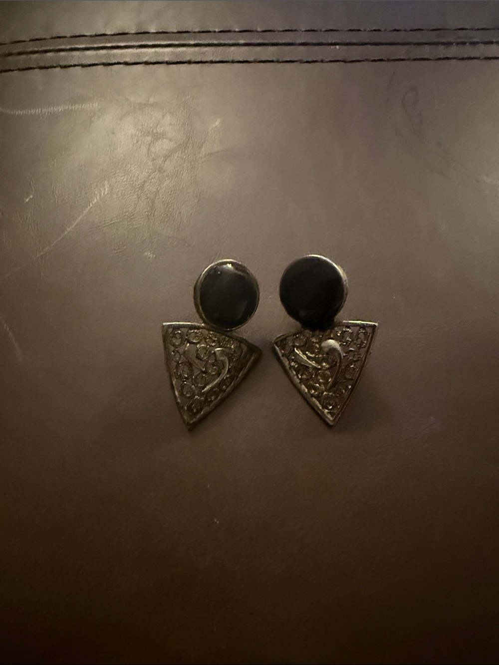 Black and Silver Geometric Drop Earrings - Unbranded